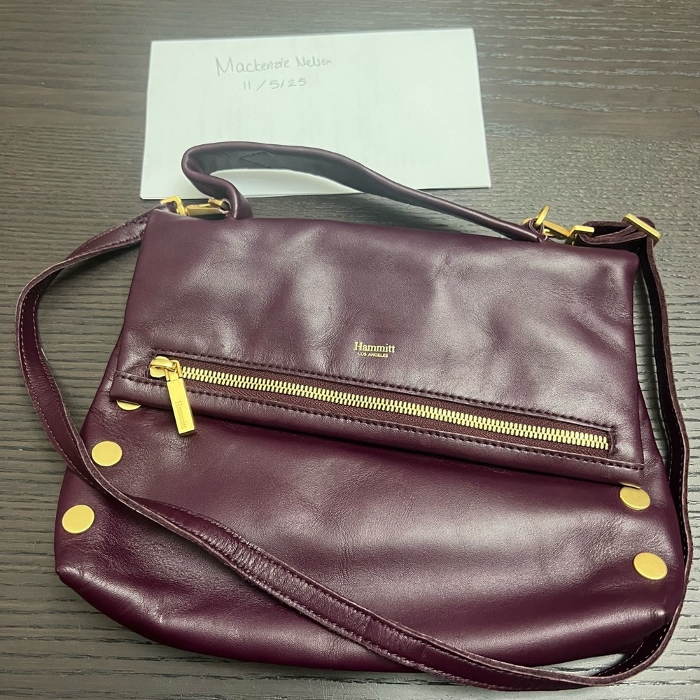 Hammitt Purple Leather Crossbody Bag backpack vip missing one strap - Picture 5 of 5